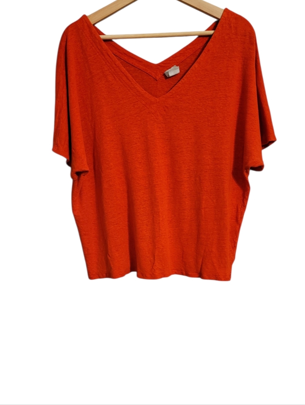 Chico's Red Linen V Neck Boxy Tee